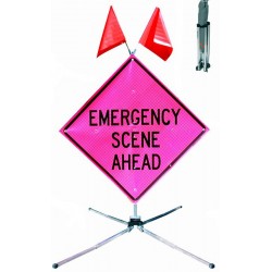 Fold & Roll Fluorescent Pink Reflective Roll-Up Sign System